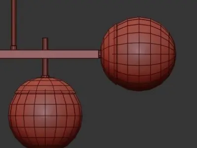 Alluria five light chandelier with brass and balls 3D model