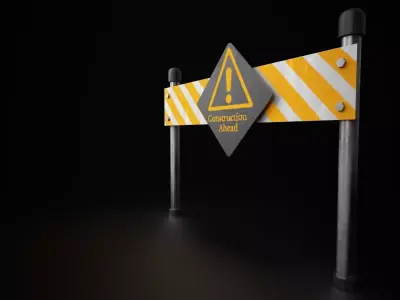 Construction Barrier Low Poly PBR Game Ready 3D Model Free low-poly 3D model