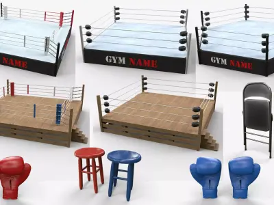 PBR Modular Boxing and Wrestling Rings Collection 3D Model Pack