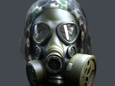 Gas mask helmet 3d model military combat Low-poly  Low-poly 3D model buy