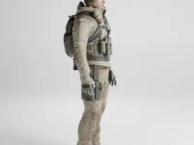US Army Solider Game Ready rigged character Low-poly 3D model