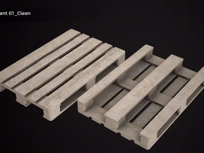 Wooden Pallet 3 Variants  Unity Unreal FBX PBR Low Poly 4K Low-poly 3D model