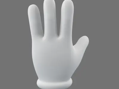 Cartoon Glove Hands Low Poly 4 fingers 3D model