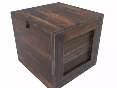 Wooden Crate  box PBR 3d model Low-poly 3D model