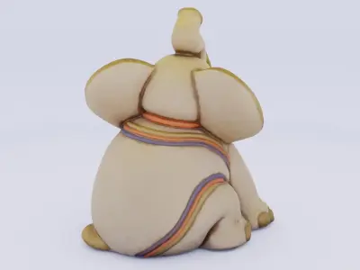 Porcelain elephant statuette Low-poly 3D model
