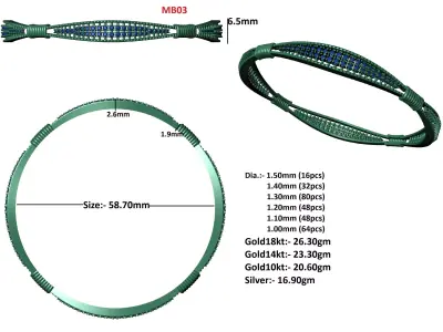 MB03 Ledies Diamond Bangle 3D print model