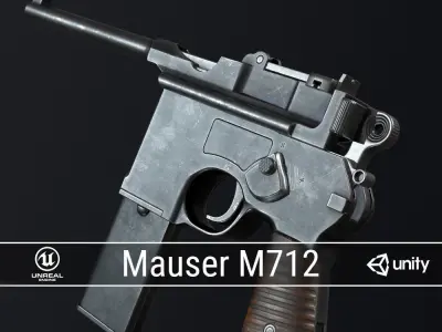 PBR Mauser Pistol Pack Low-poly 3D model