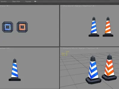 Two traffic cones Low-poly 3D model