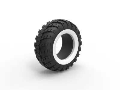 Military KRAZ Whitewall tire VID-201 Scale 1 to 25 3D print model