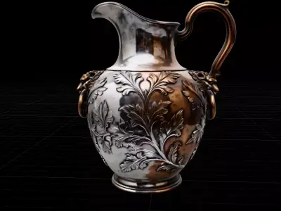 Ornate Victorian Silver  Copper Pitcher Antique Lion Head Ewer Low-poly 3D model