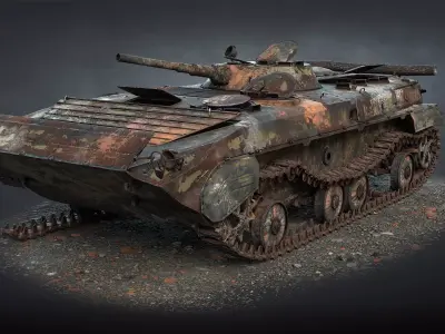 BMP-1 IFV Destroyed Game Ready Low-poly 3D model