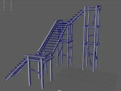 Stairs wooden ladder Free low-poly 3D model