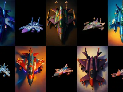 AirCraft bundle 9 pack 100 glb Low-poly 3D model