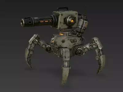 Sci-Fi Quadruped Mech Sentry  4K PBR High-Fidelity 3D Model 3D model