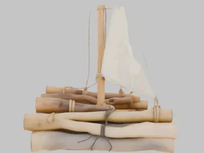 Small Log Raft 3D Model Low-poly 3D model