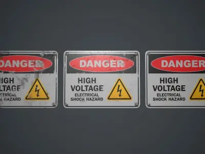 Plastic Danger sign PBR Game Ready Low-poly 3D model purchase