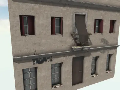 Old High-Quality 3D Colonial House Low-poly 3D model 10