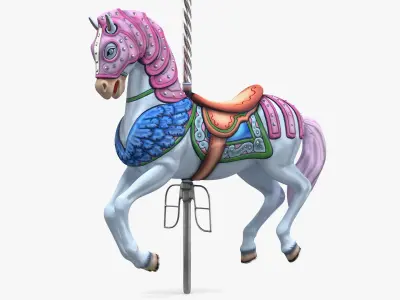 Pink Carousel Horse 3D model