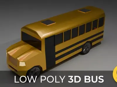 School bus Low Poly Game ready Low-poly 3D model