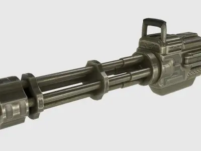 Low Poly Minigun With PBR Materials Low-poly 3D model