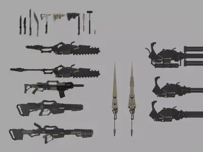Futuristic Sci Fi Weapon Pack Guns Rifles and Swords 3D Model 3D model