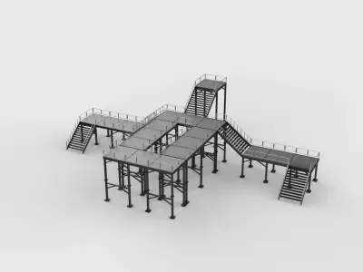 Modular stairs and gantry 3D model