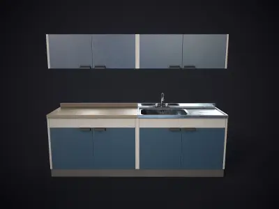 Simple kitchen set Low-poly 3D model