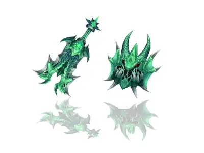 Dragon Scales Sword and Shield Low-poly 3D model