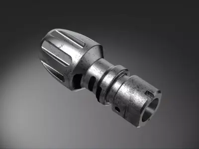 Muzzle brake industrial style project 3D model
