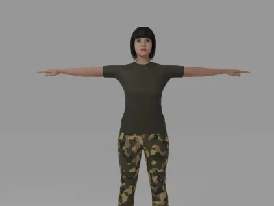Soldier Woman Low-poly 3D model