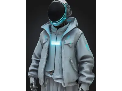 Futuristic Streetwear Android Urban Techwear Low-poly 3D model