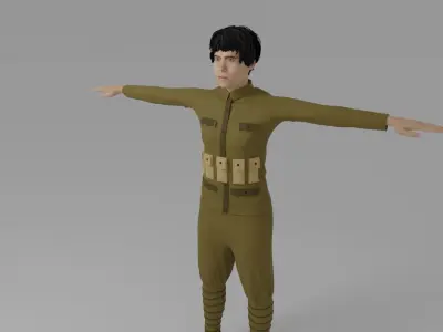 WWI Soldier Man Low-poly 3D model