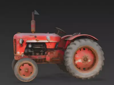 Vintage Rusty Farm Tractor 3D Model Low-poly 3D model