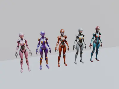 Futuristic Female Robot Assistant 3D model