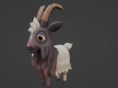 Cute Goat Low-poly 3D model