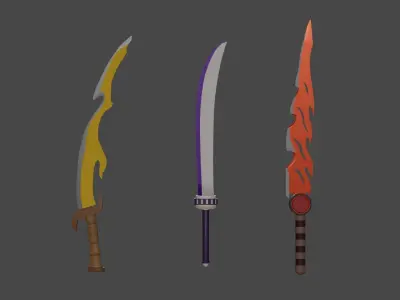 Fantasy Sword Pack Free low-poly 3D model