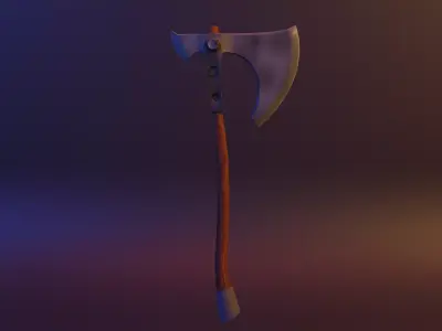 Hand-Paint Game Ready Low-poly 3D model axe Low-poly 3D model