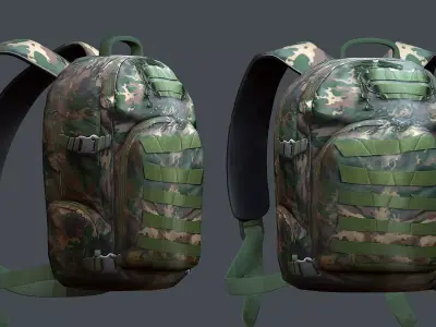 Backpack military combat Black baggage Low-poly Low-poly 3D model purchase