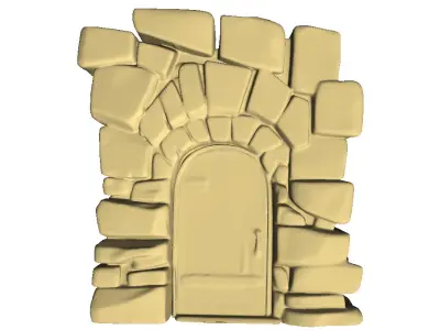 Medieval Stone Door 2 3D print model