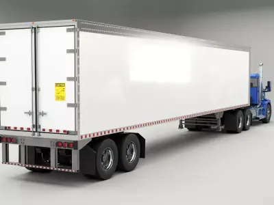 Generic Semi Truck Day Cab and Dry Van Box Trailer 3D model