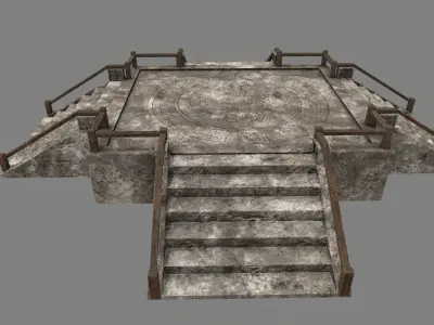 Stairs stone staircase with metal railings Low-poly 3D model buy