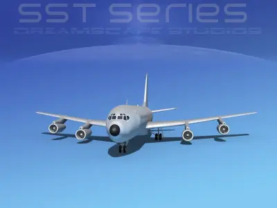 Boeing 707-320 SS bare metal 3D model