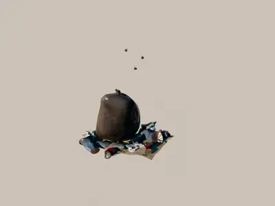 Animated trash fly Low-poly 3D model