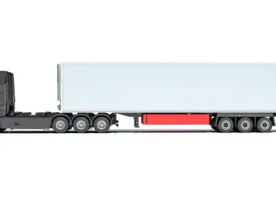 Truck with Reefer Refrigerator Trailer 3D model get