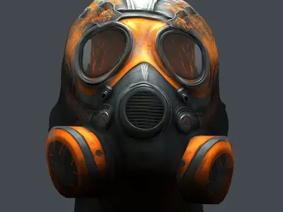 Gas mask helmet 3d model military combat fantasy cyborg Low-poly 3D model 2