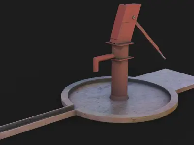Hand Water Pump Low-poly 3D model - GameReady Low-poly 3D model