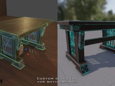PBR Old Gothic Table Low-poly 3D model