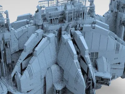 Star Ship pulse generator space walkways 4  3D model