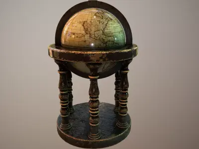 Old Antique Globe Vintage Low-poly 3D model