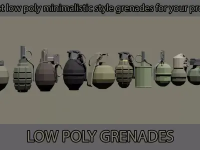 Low Poly Grenades Collection Low-poly 3D model